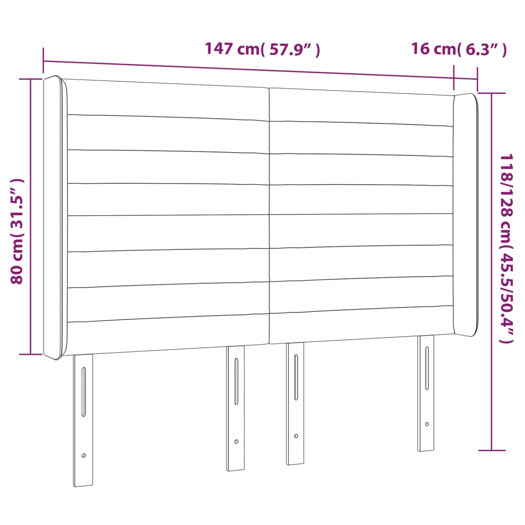 vidaXL Cabecero con LED de terciopelo verde oscuro 147x16x118/128 cm