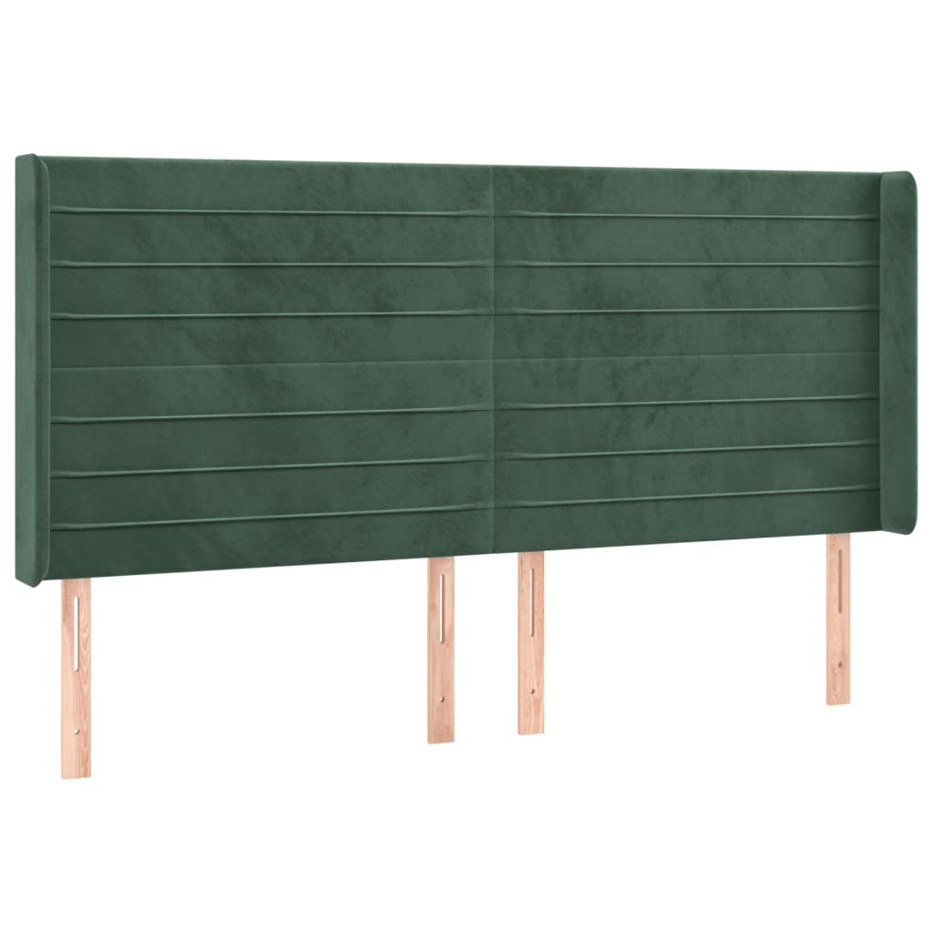 vidaXL Cabecero con LED de terciopelo verde oscuro 163x16x118/128 cm