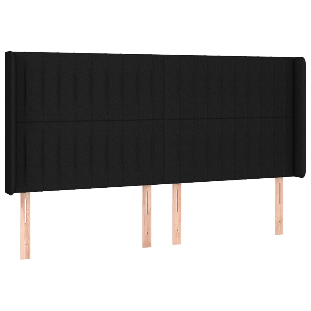 vidaXL Cabecero con LED de tela negro 163x16x118/128 cm