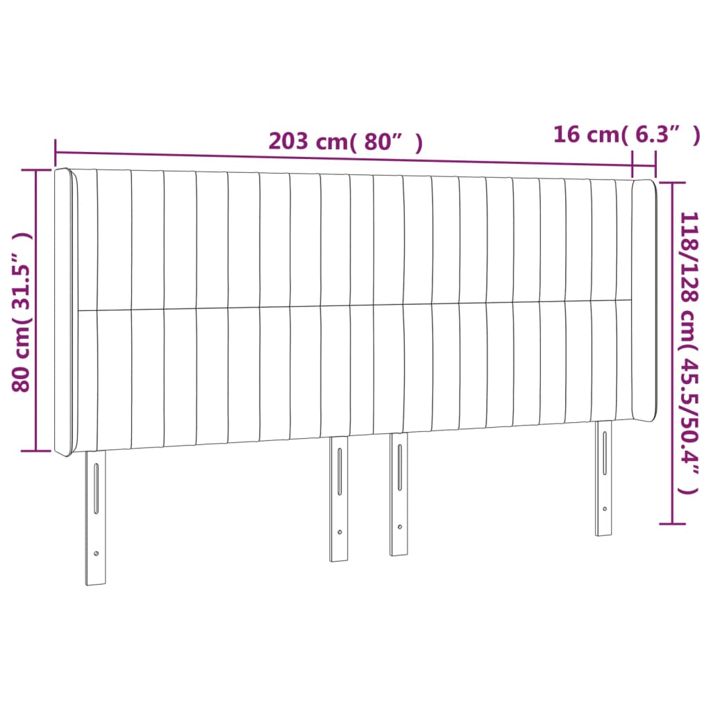 vidaXL Cabecero con LED de tela azul 203x16x118/128 cm