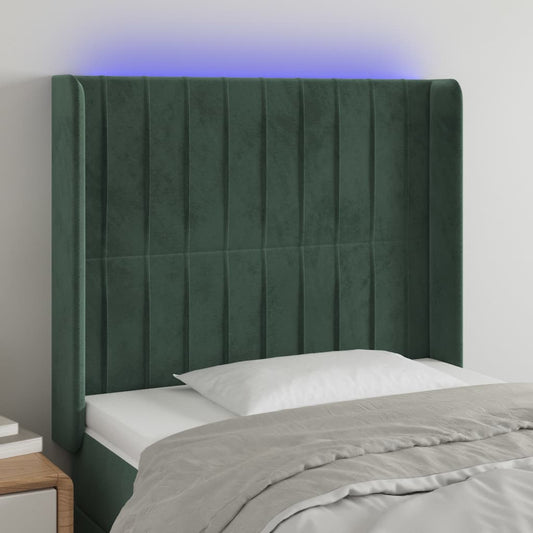 vidaXL Cabecero con LED de terciopelo verde oscuro 83x16x118/128 cm