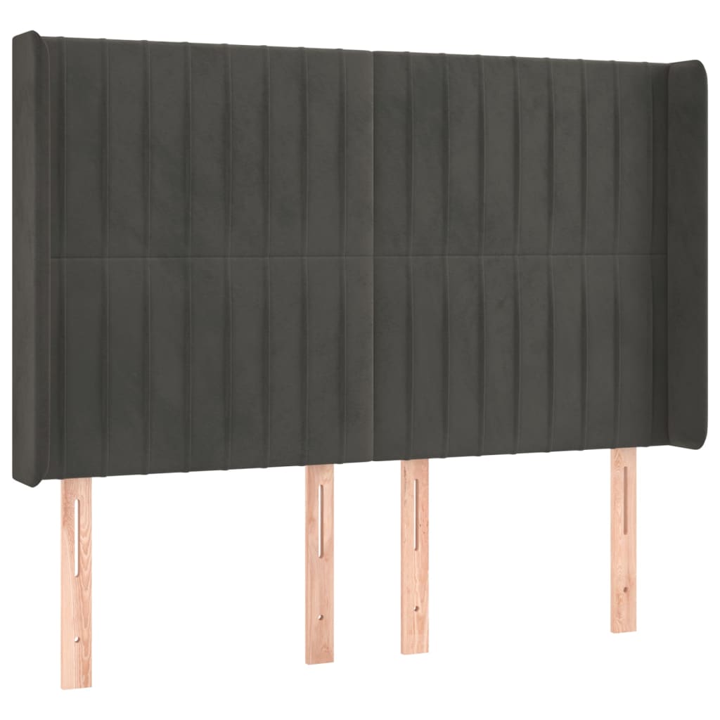 vidaXL Cabecero con LED de terciopelo gris oscuro 147x16x118/128 cm