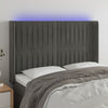 vidaXL Cabecero con LED de terciopelo gris oscuro 147x16x118/128 cm