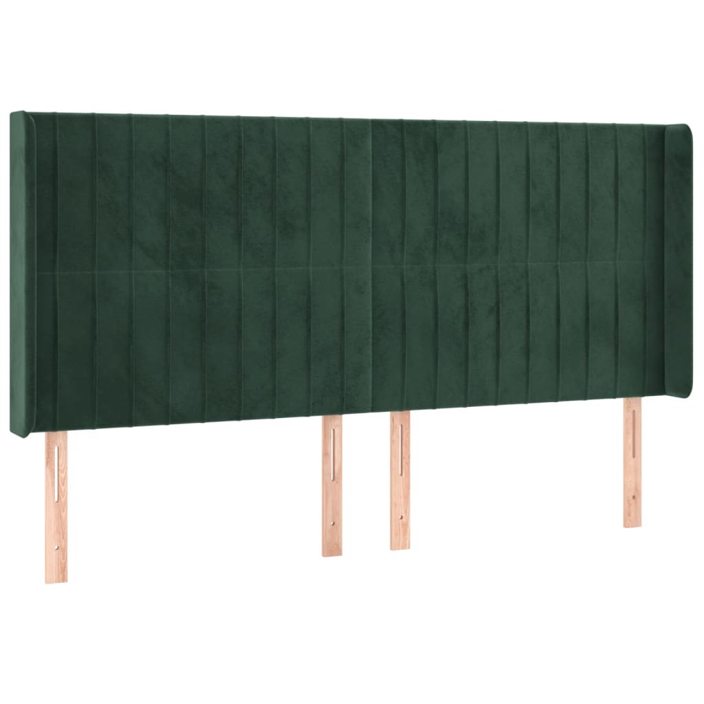 vidaXL Cabecero con LED de terciopelo verde oscuro 163x16x118/128 cm