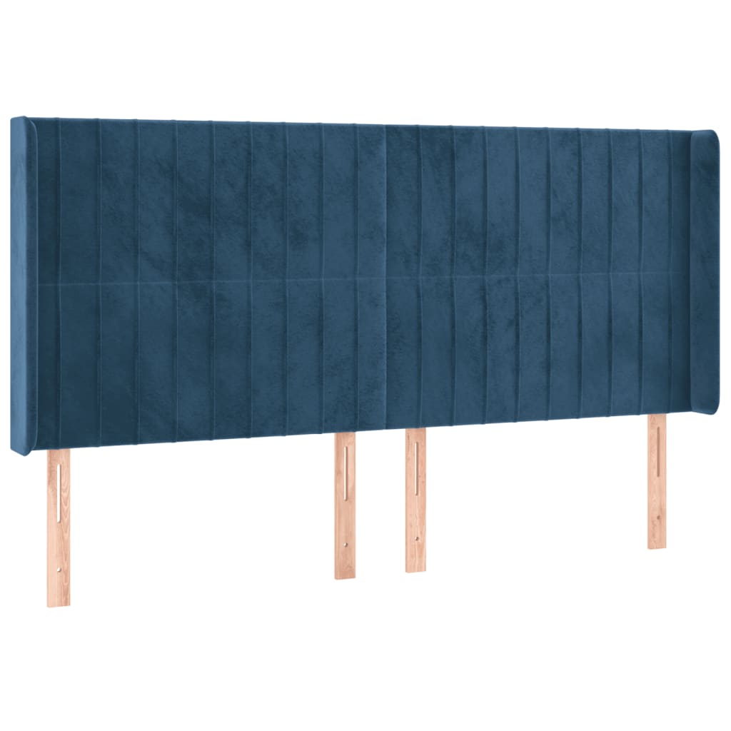 vidaXL Cabecero con LED de terciopelo azul oscuro 163x16x118/128 cm