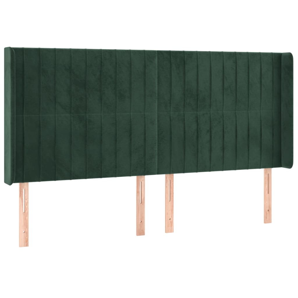 vidaXL Cabecero con LED de terciopelo verde oscuro 183x16x118/128 cm