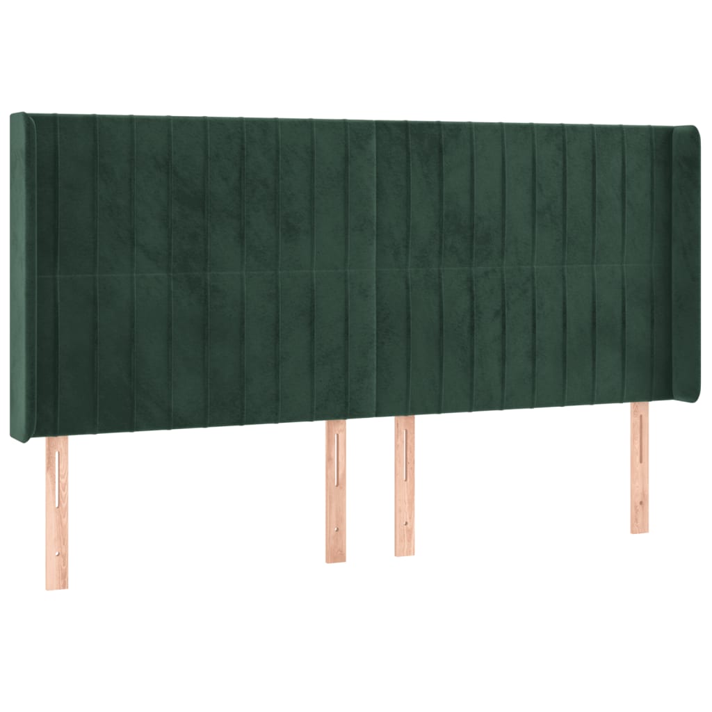 vidaXL Cabecero con LED de terciopelo verde oscuro 203x16x118/128 cm