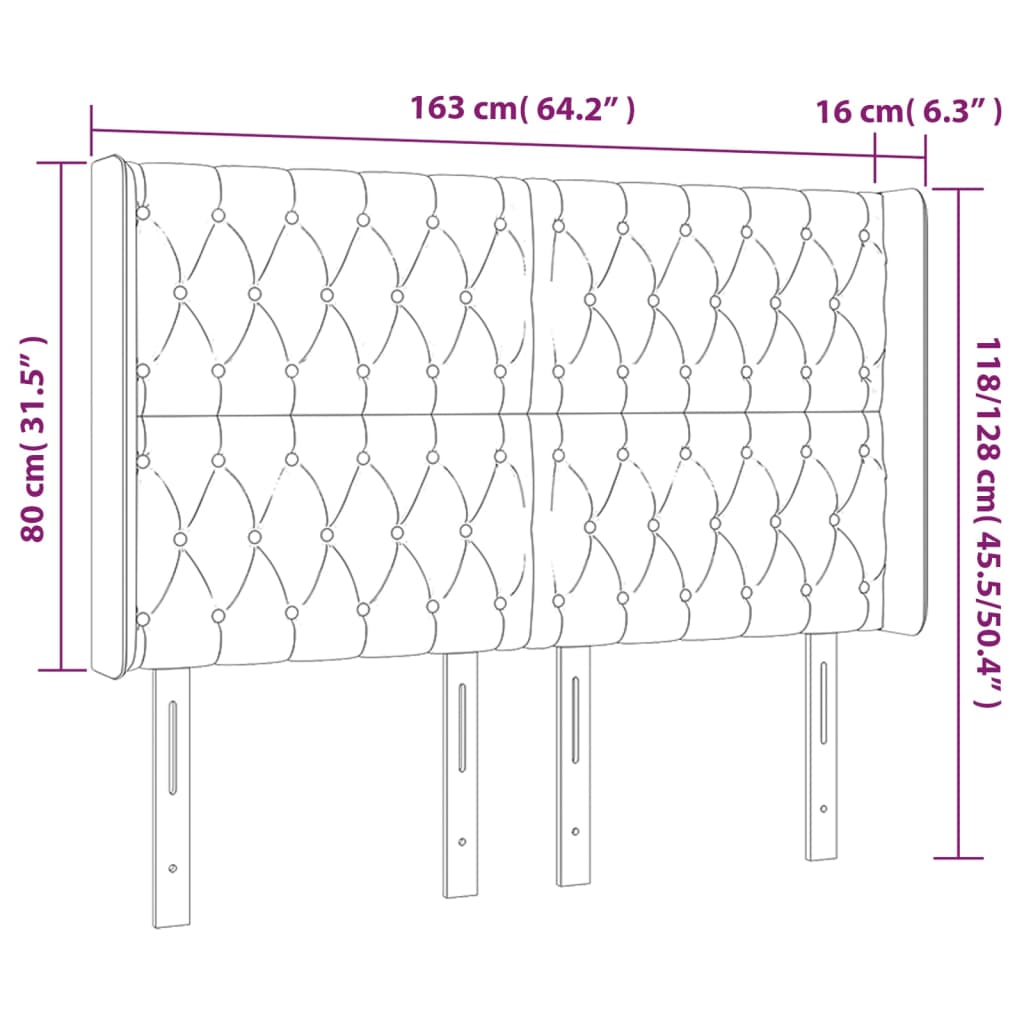 vidaXL Cabecero con LED de tela gris taupe 163x16x118/128 cm