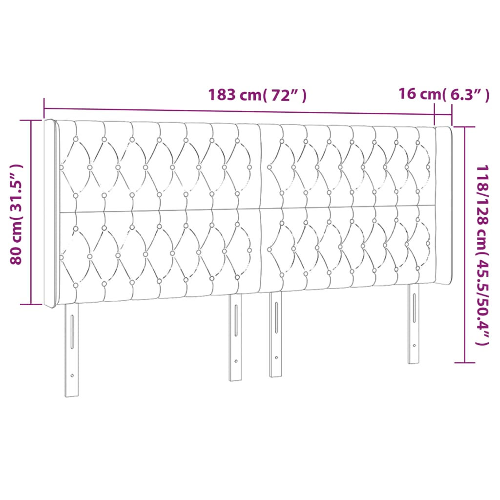 vidaXL Cabecero con LED de tela marrón oscuro 183x16x118/128 cm