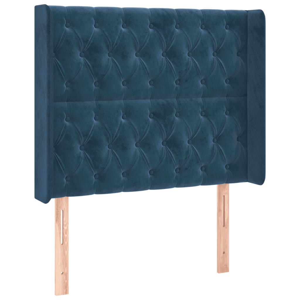 vidaXL Cabecero con LED de terciopelo azul oscuro 103x16x118/128 cm