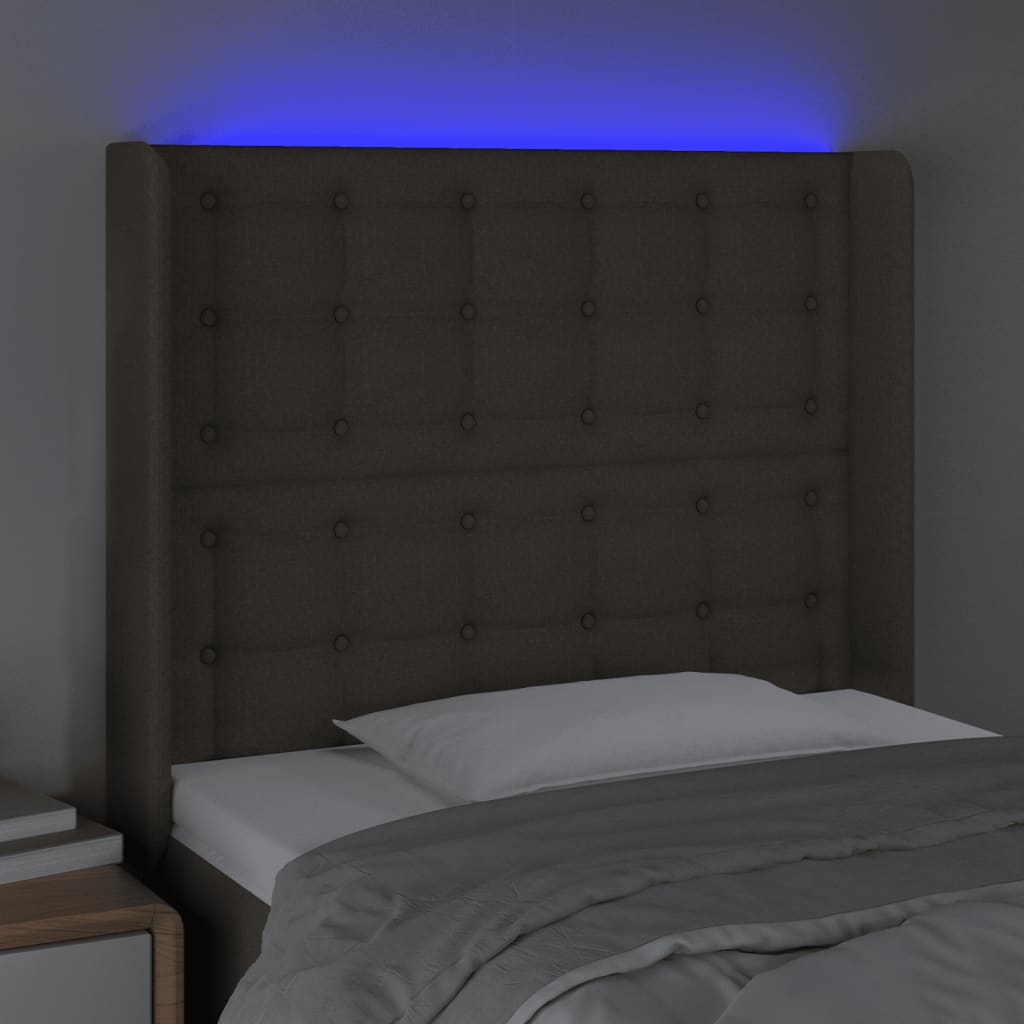 vidaXL Cabecero con LED de tela gris taupe 83x16x118/128 cm