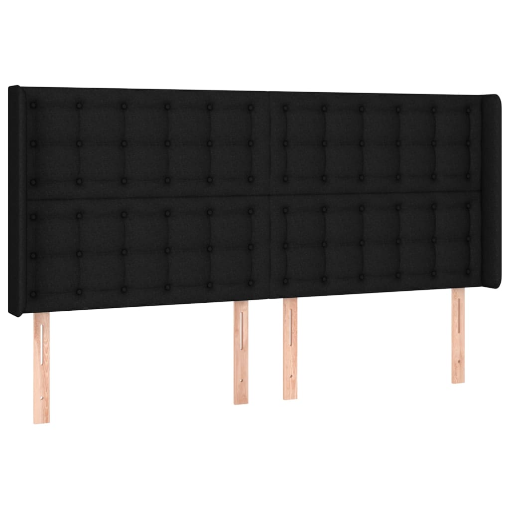 vidaXL Cabecero con LED de tela negro 163x16x118/128 cm