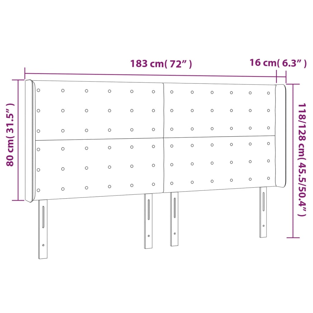 vidaXL Cabecero con LED de tela marrón oscuro 183x16x118/128 cm