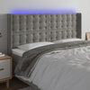 vidaXL Cabecero con LED de terciopelo gris claro 163x16x118/128 cm