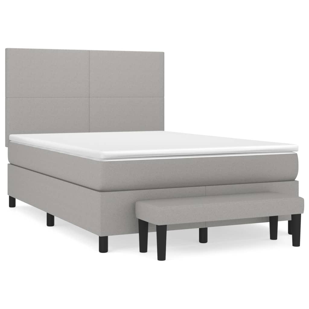 vidaXL Cama box spring con colchón tela gris claro 140x190 cm