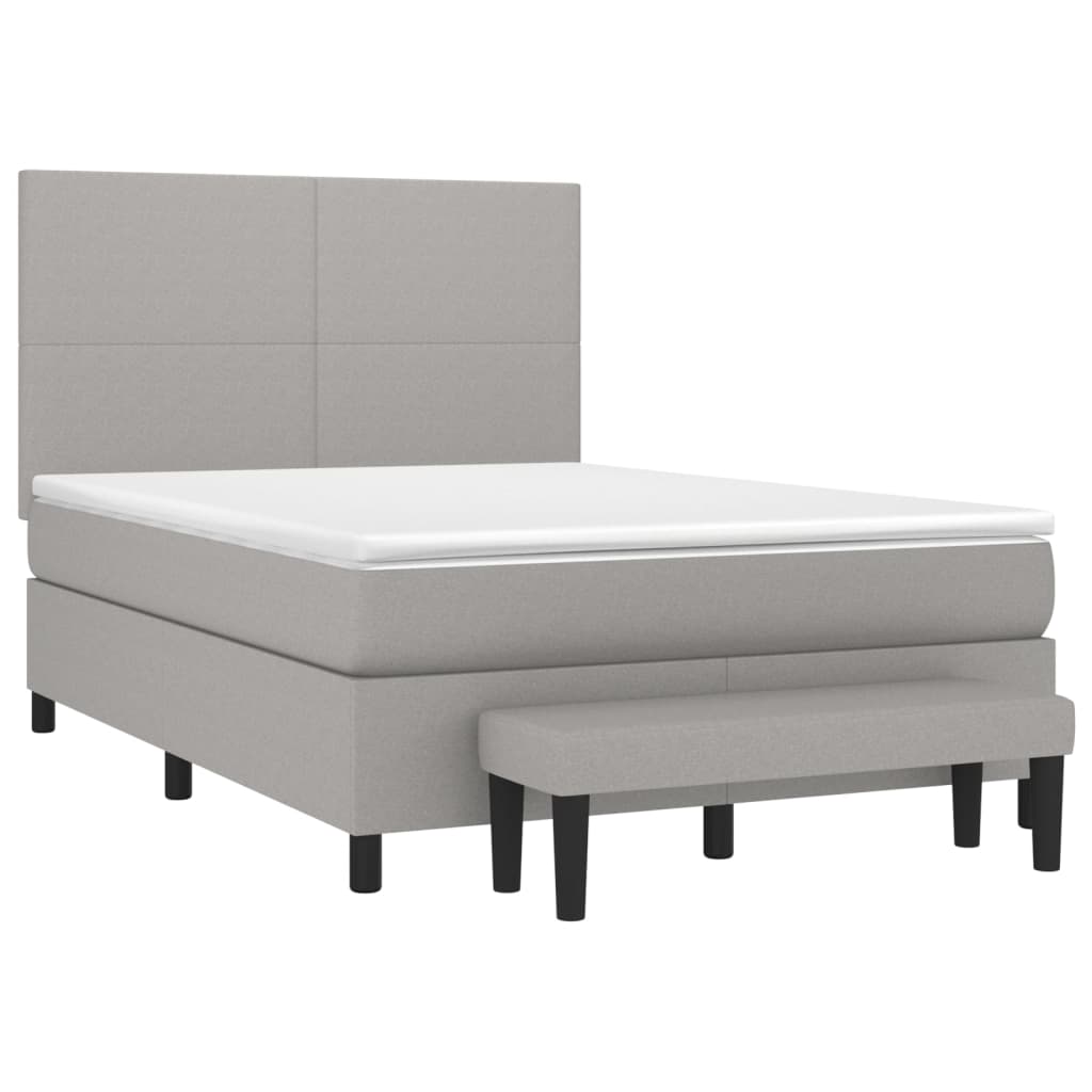 vidaXL Cama box spring con colchón tela gris claro 140x190 cm