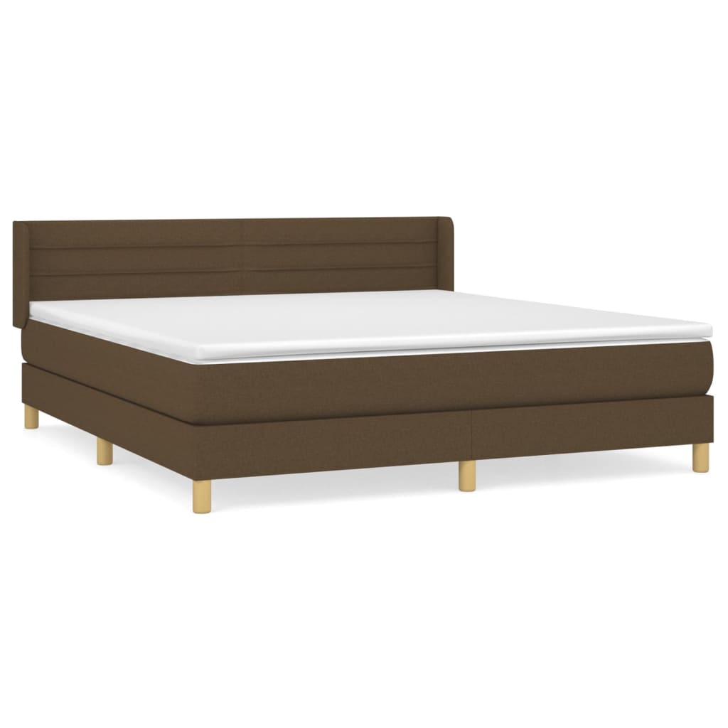 vidaXL Cama box spring con colchón tela marrón oscuro 160x200 cm