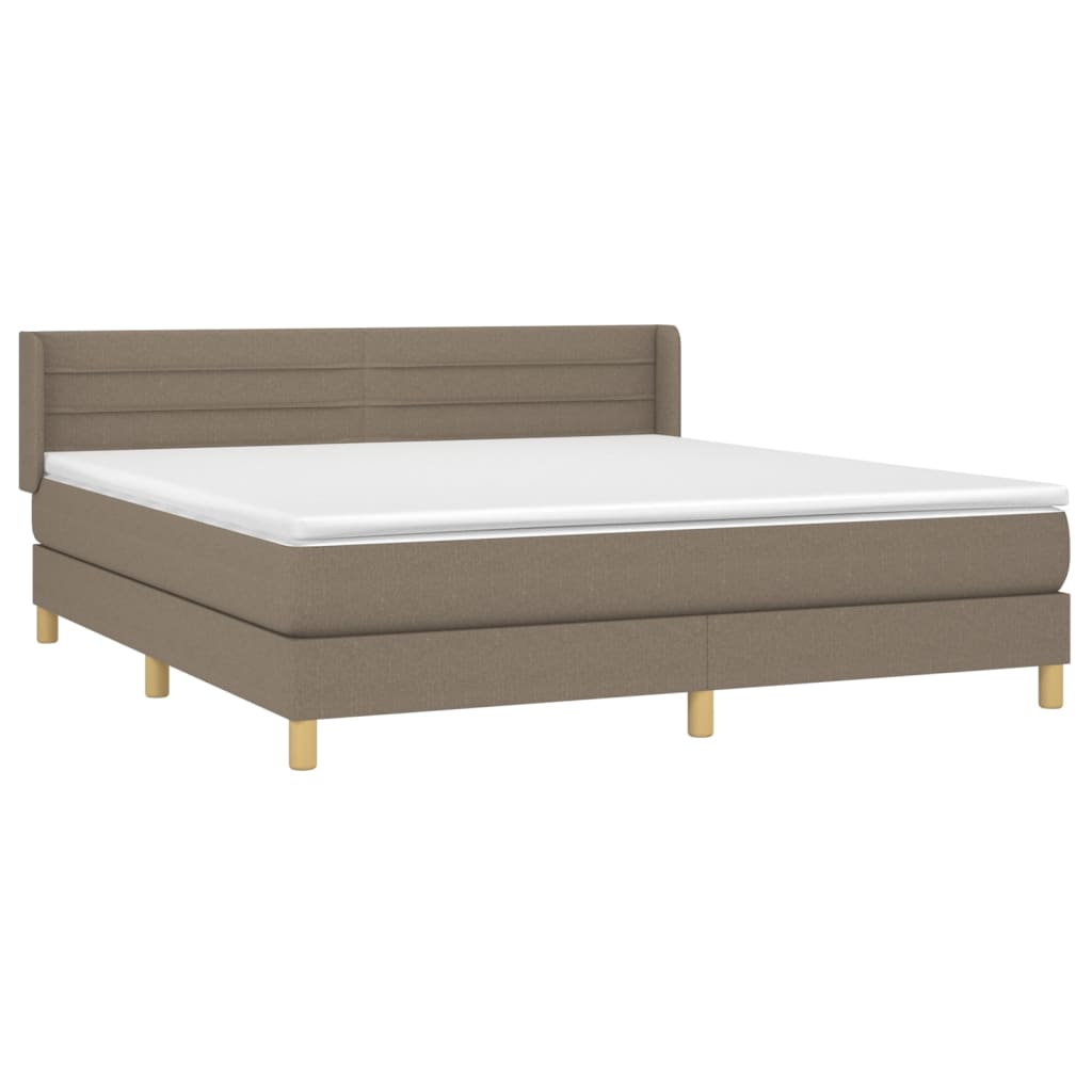 vidaXL Cama box spring con colchón tela gris taupe 160x200 cm