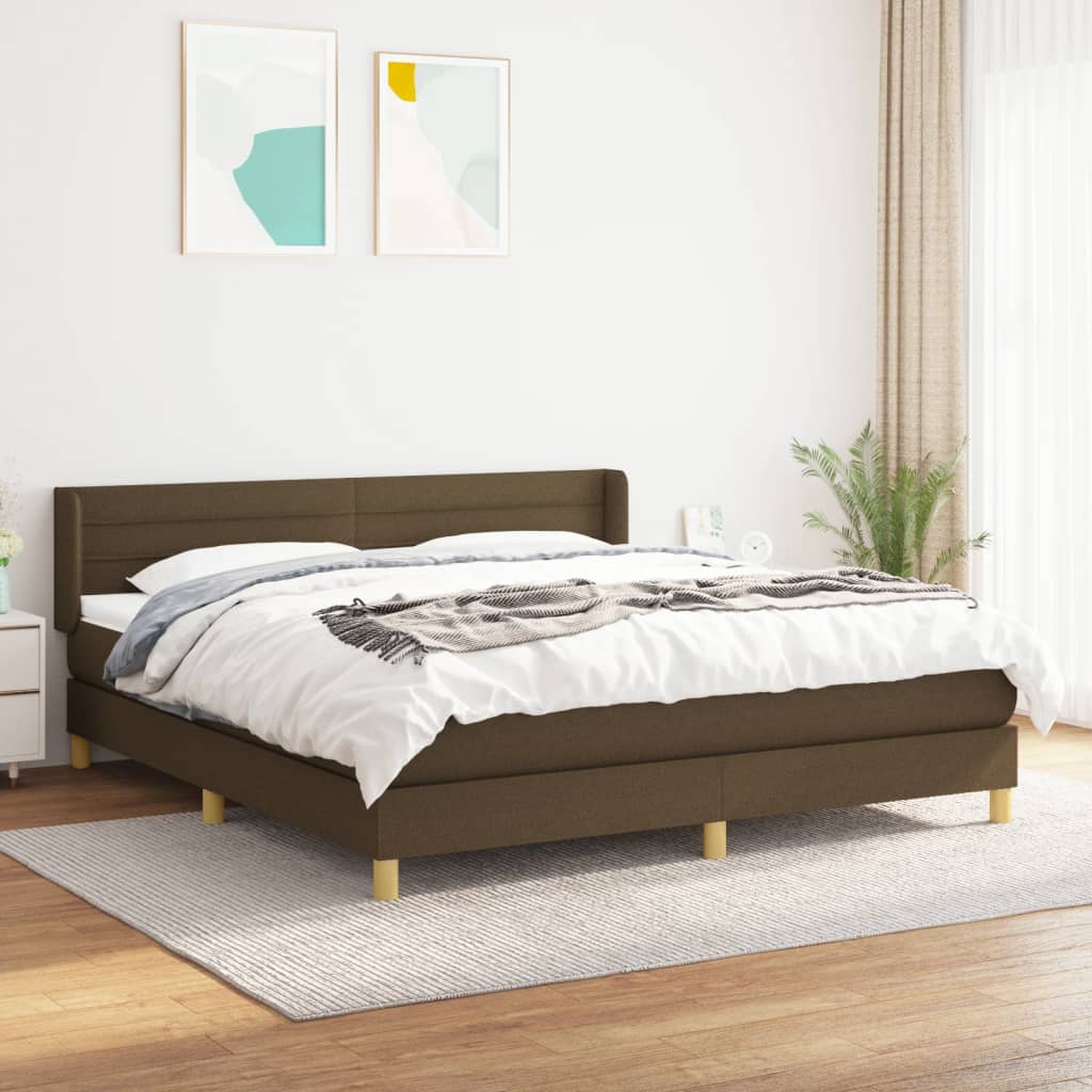 vidaXL Cama box spring con colchón tela marrón oscuro 180x200 cm