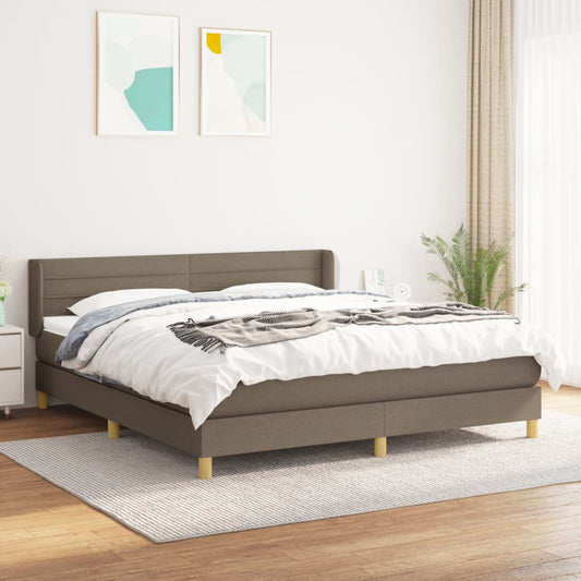 vidaXL Cama box spring con colchón tela gris taupe 180x200 cm