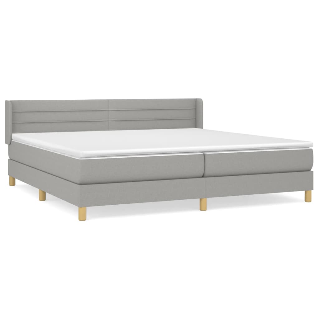 vidaXL Cama box spring con colchón tela gris claro 200x200 cm