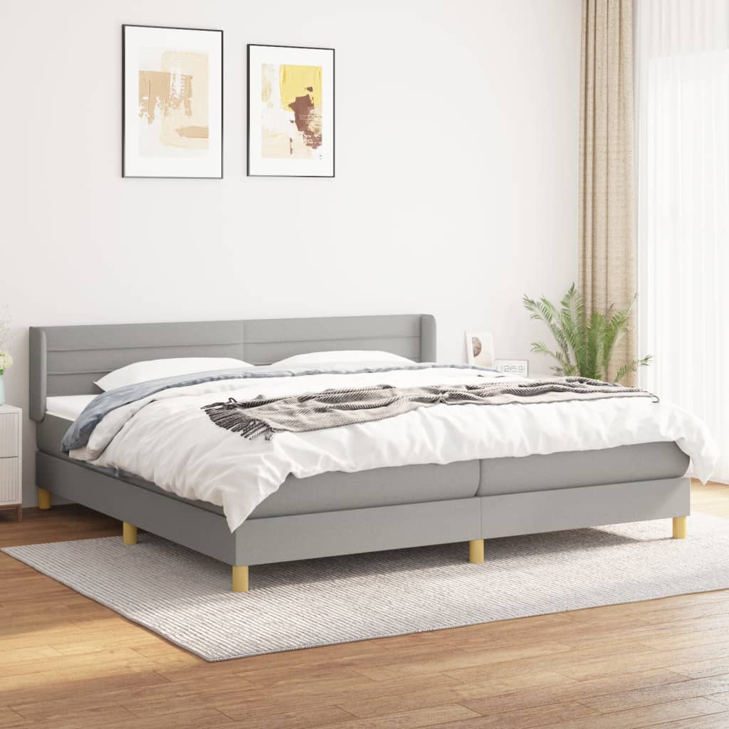 vidaXL Cama box spring con colchón tela gris claro 200x200 cm