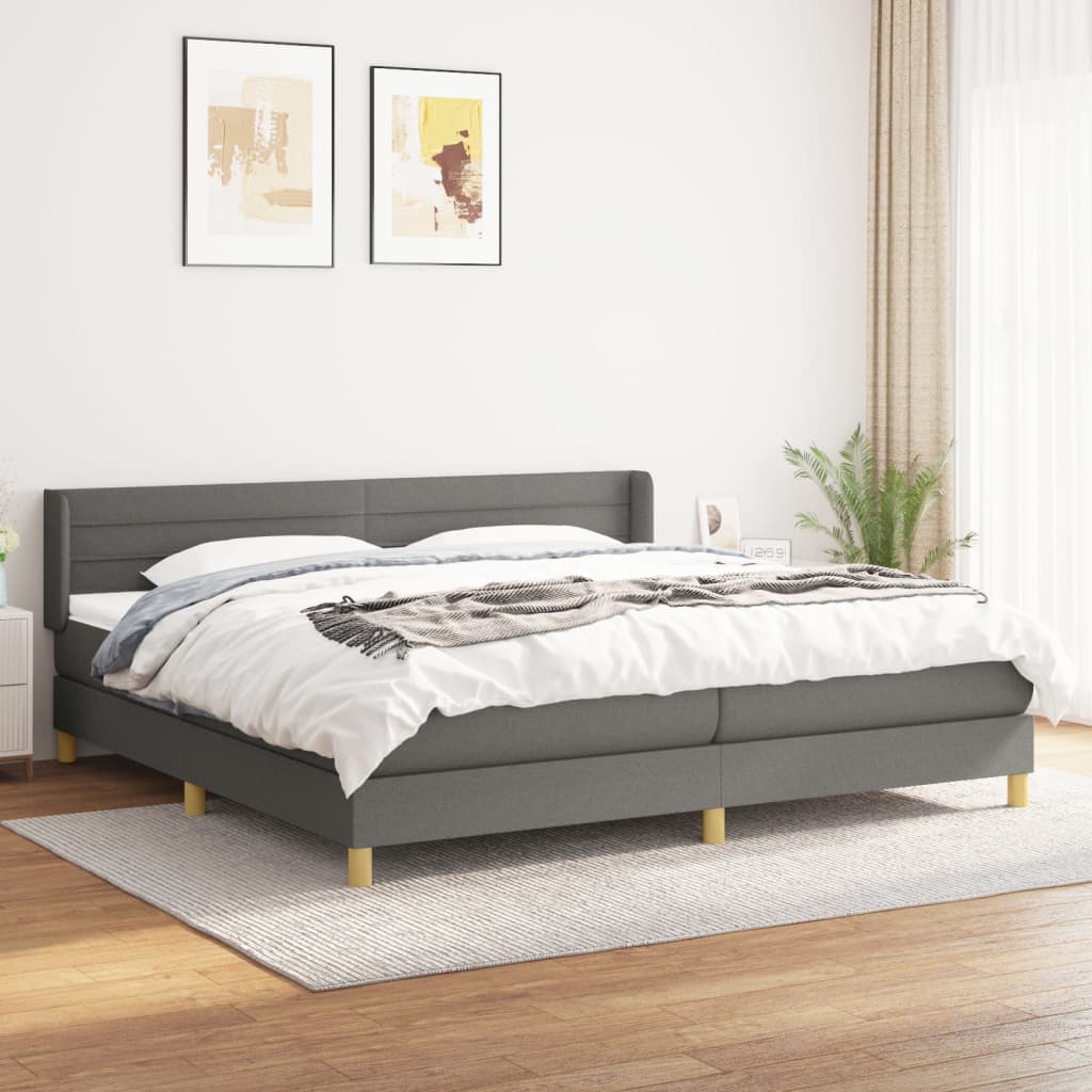 vidaXL Cama box spring con colchón tela gris oscuro 200x200 cm