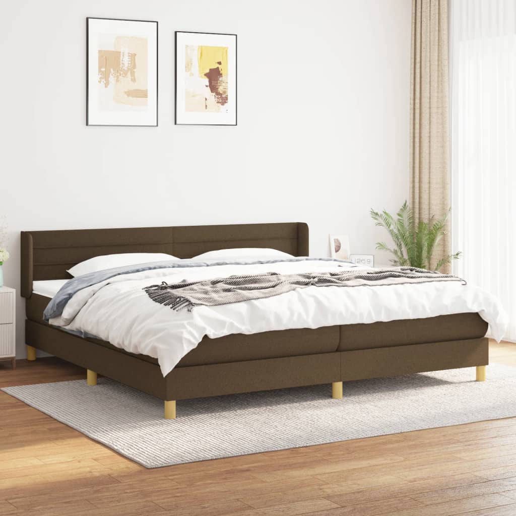 vidaXL Cama box spring con colchón tela marrón oscuro 200x200 cm