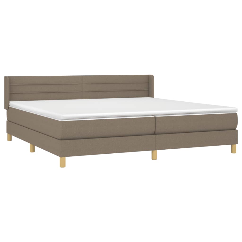 vidaXL Cama box spring con colchón tela gris taupe 200x200 cm