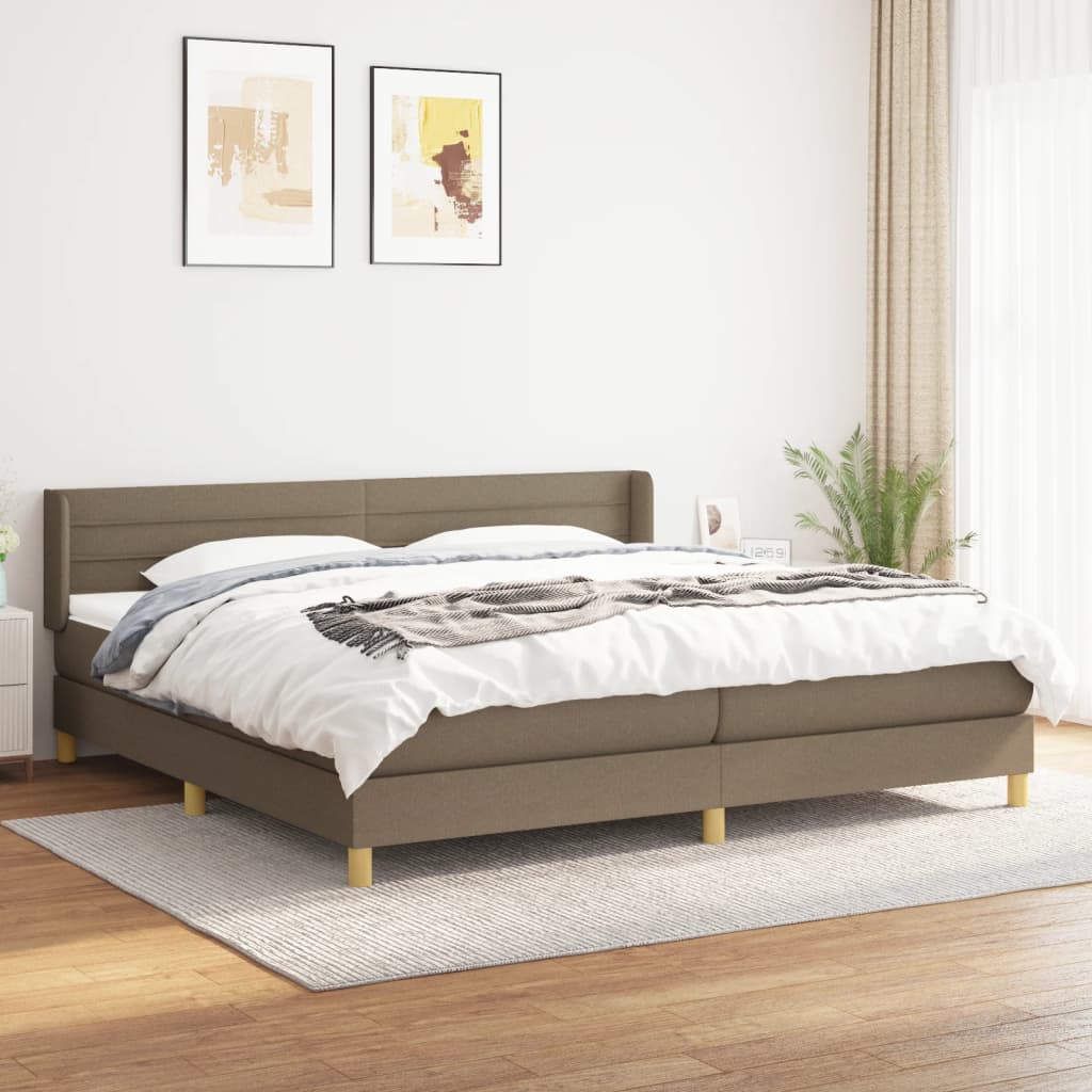 vidaXL Cama box spring con colchón tela gris taupe 200x200 cm