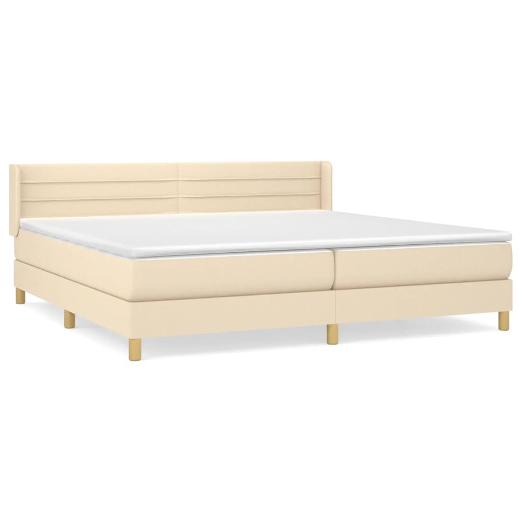 vidaXL Cama box spring con colchón tela color crema 200x200 cm