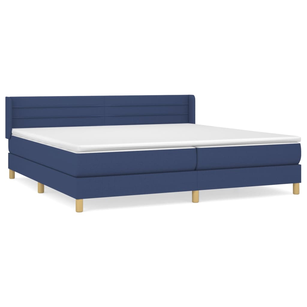 vidaXL Cama box spring con colchón tela azul 200x200 cm