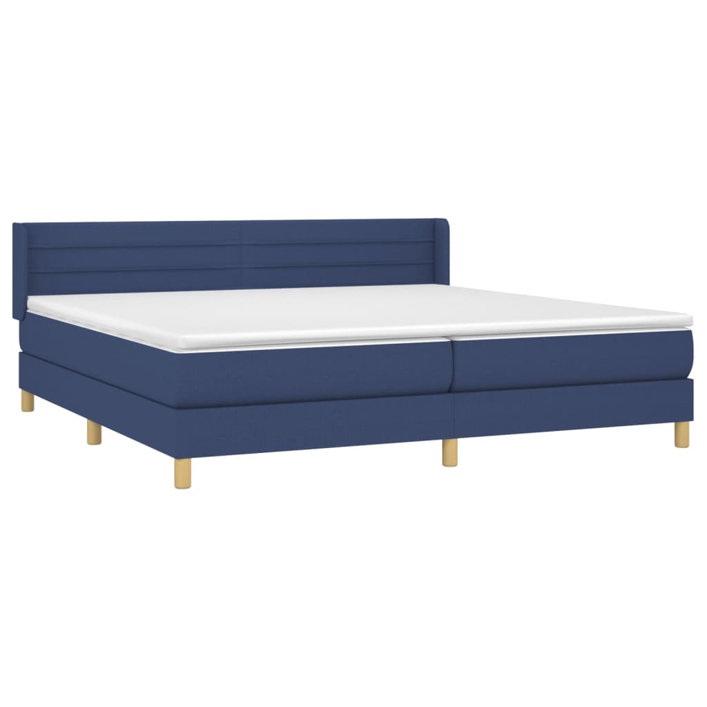 vidaXL Cama box spring con colchón tela azul 200x200 cm