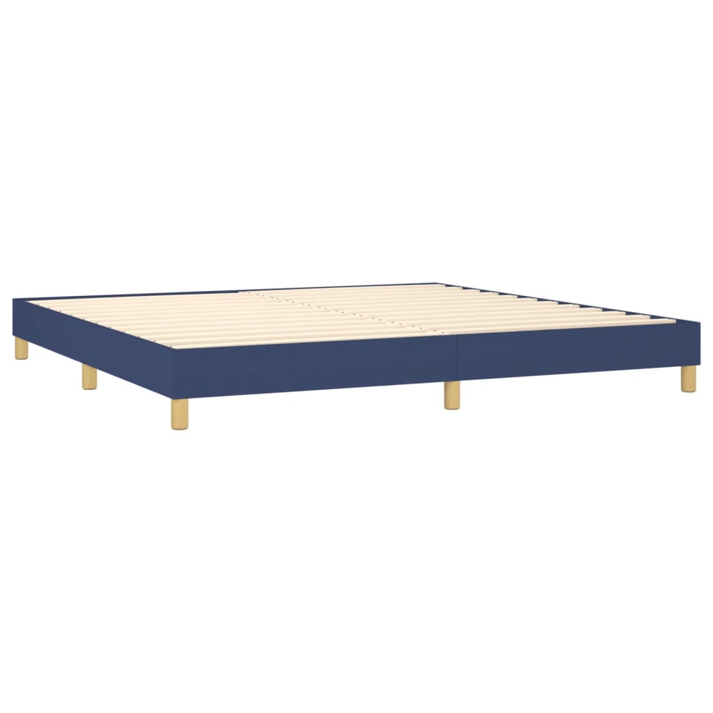 vidaXL Cama box spring con colchón tela azul 200x200 cm