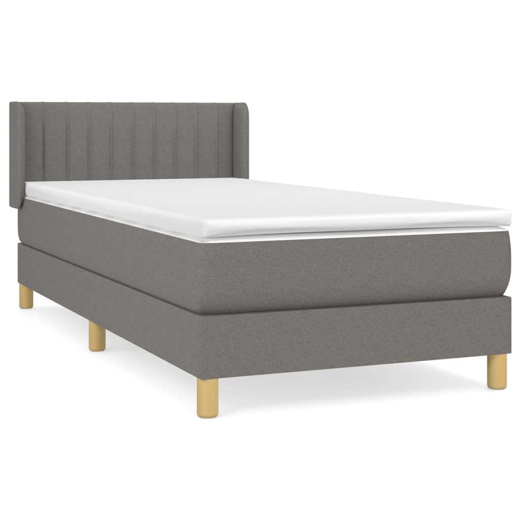 vidaXL Cama box spring con colchón tela gris oscuro 80x200 cm