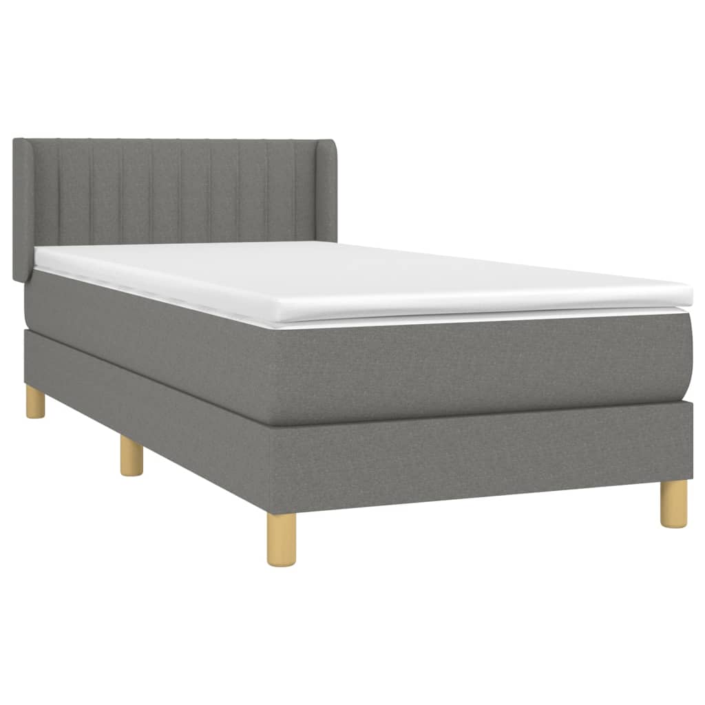 vidaXL Cama box spring con colchón tela gris oscuro 80x200 cm