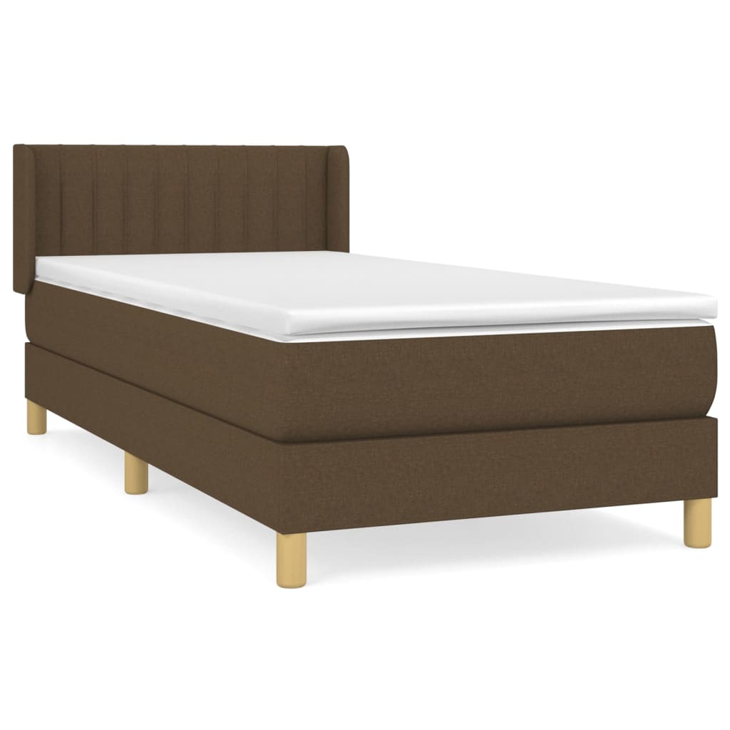 vidaXL Cama box spring con colchón tela marrón oscuro 80x200 cm