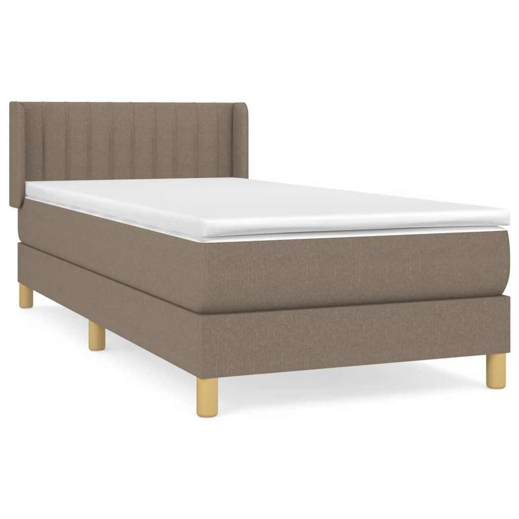 vidaXL Cama box spring con colchón tela gris taupe 80x200 cm