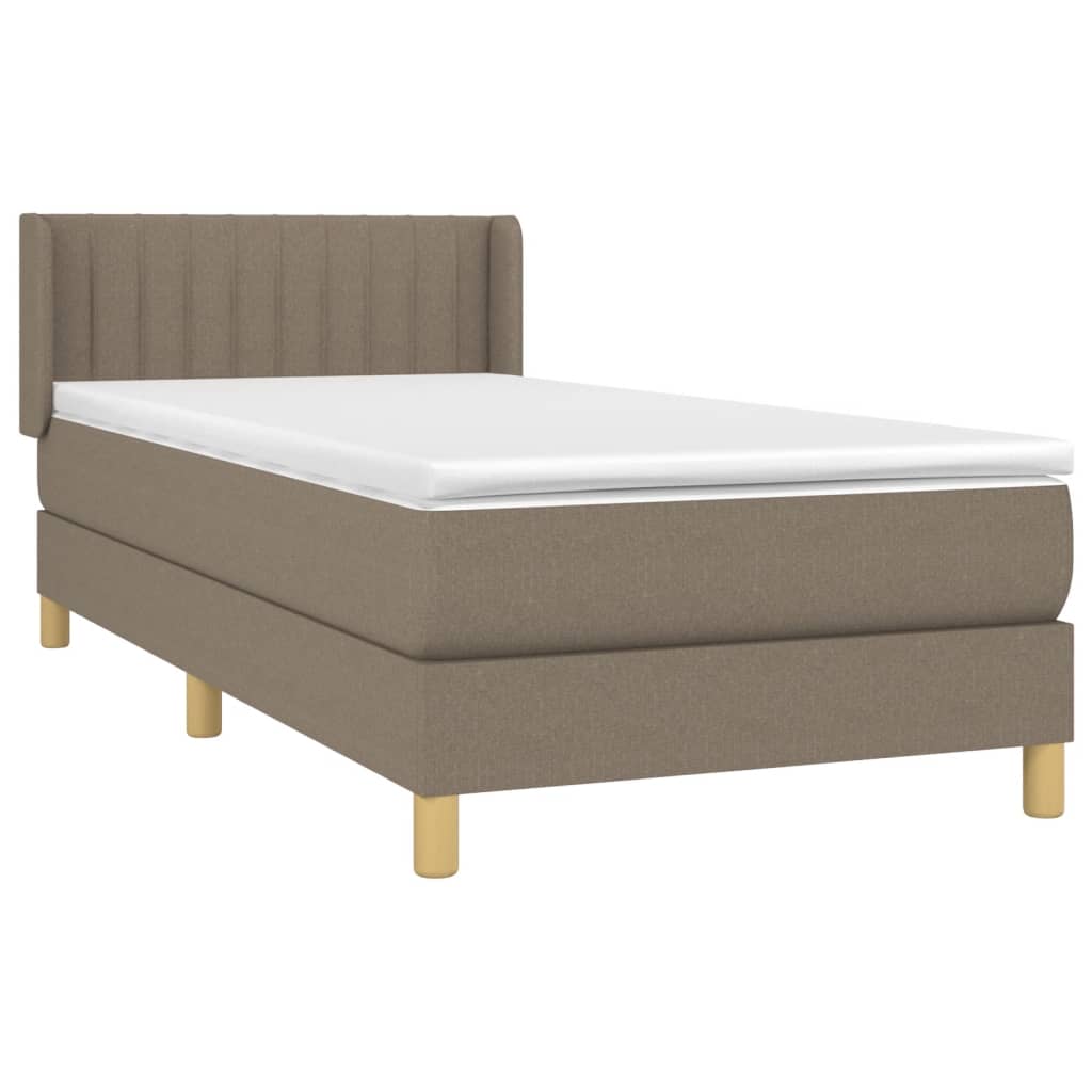 vidaXL Cama box spring con colchón tela gris taupe 80x200 cm