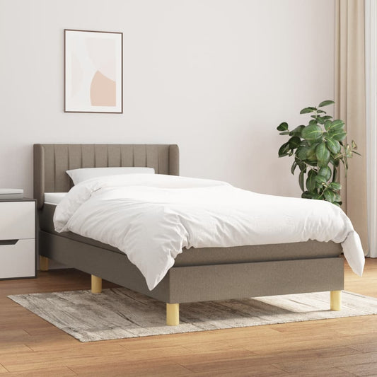 vidaXL Cama box spring con colchón tela gris taupe 80x200 cm