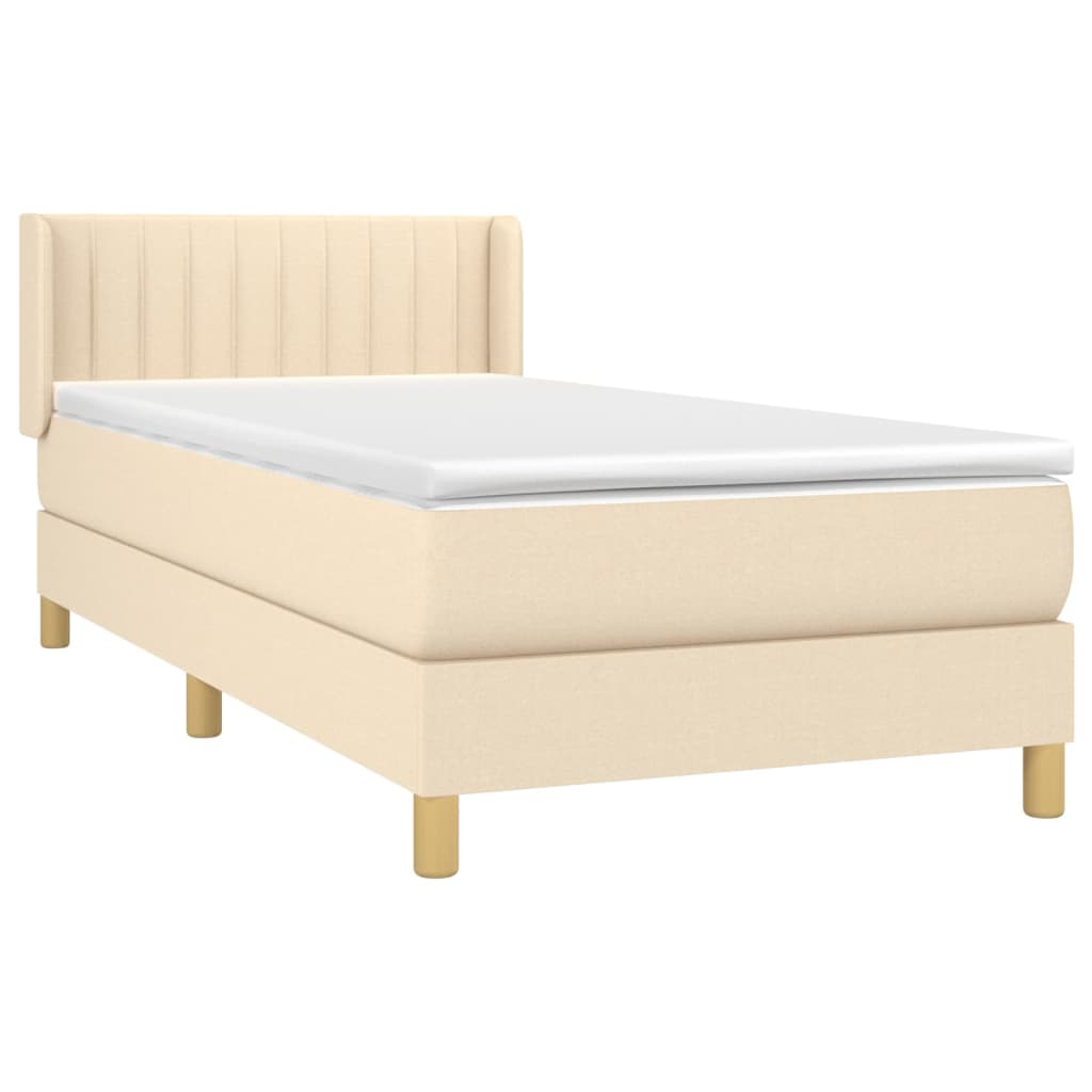 vidaXL Cama box spring con colchón tela color crema 80x200 cm