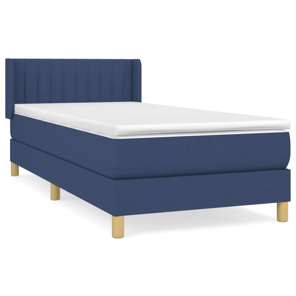 vidaXL Cama box spring con colchón tela azul 80x200 cm