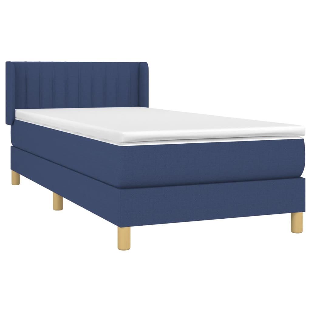 vidaXL Cama box spring con colchón tela azul 80x200 cm