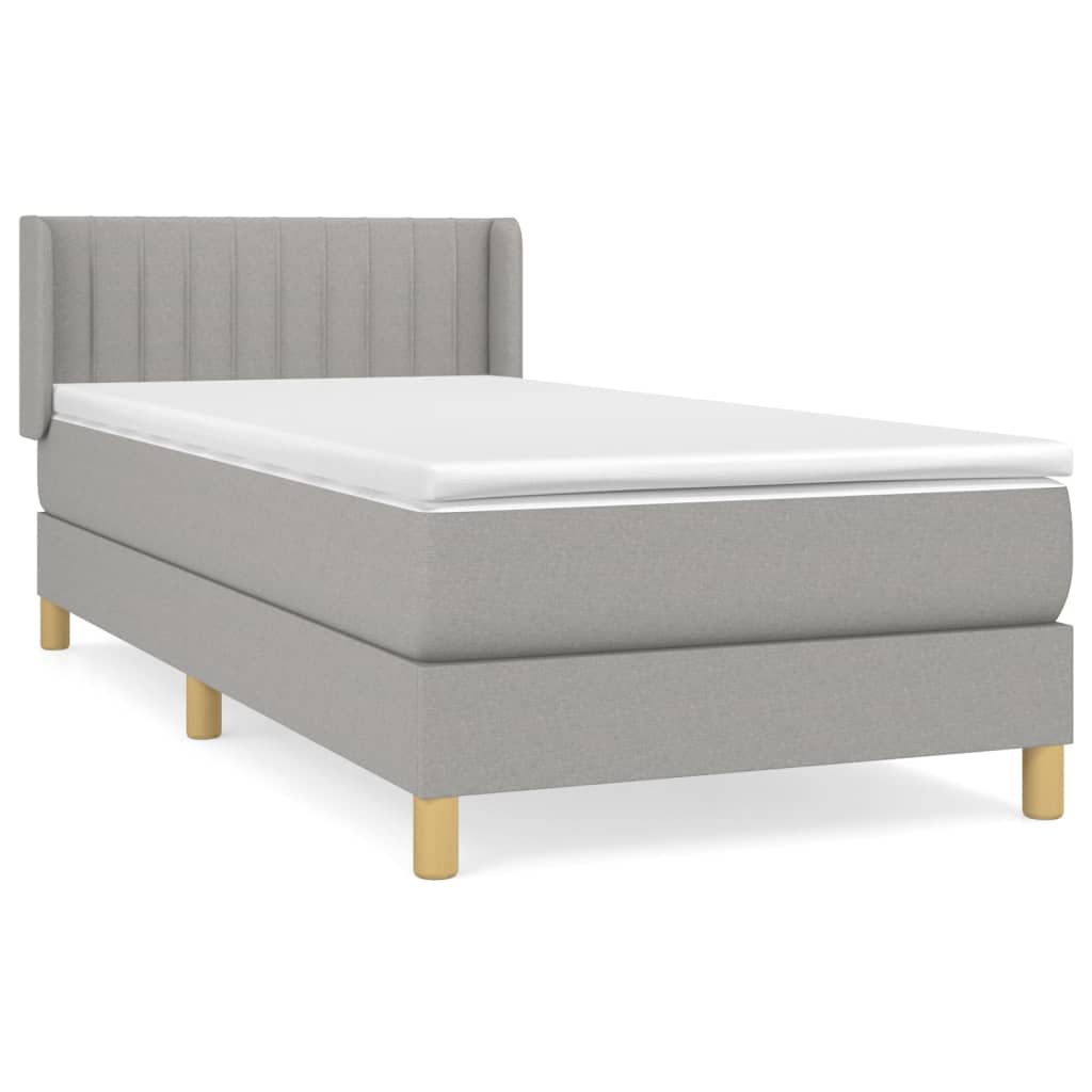 vidaXL Cama box spring con colchón tela gris claro 90x190 cm