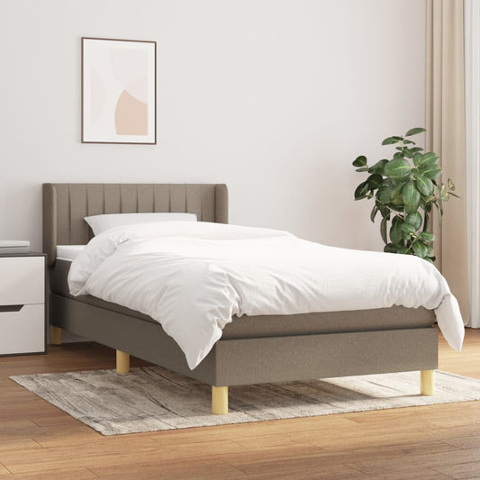 vidaXL Cama box spring con colchón tela gris taupe 90x190 cm