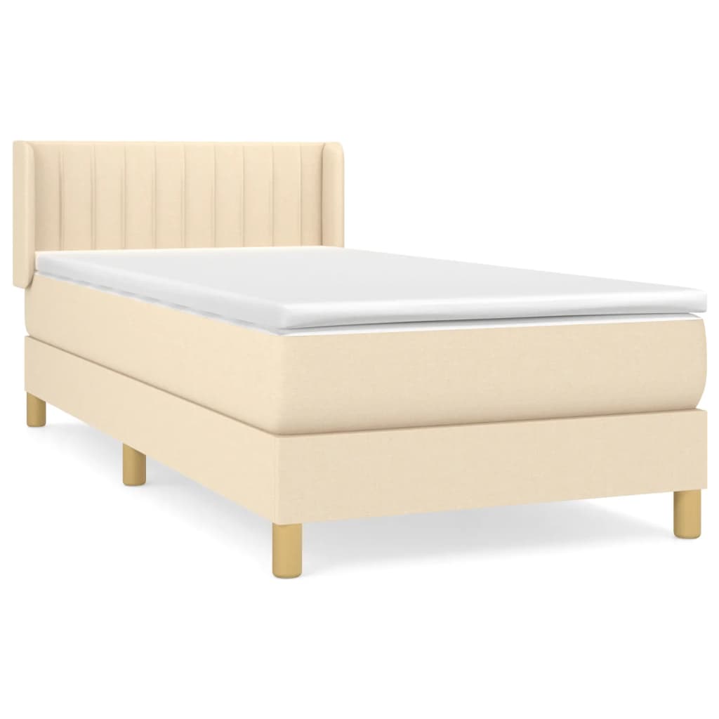 vidaXL Cama box spring con colchón tela color crema 90x190 cm