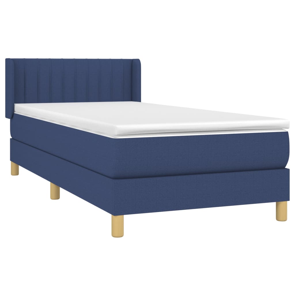 vidaXL Cama box spring con colchón tela azul 90x190 cm