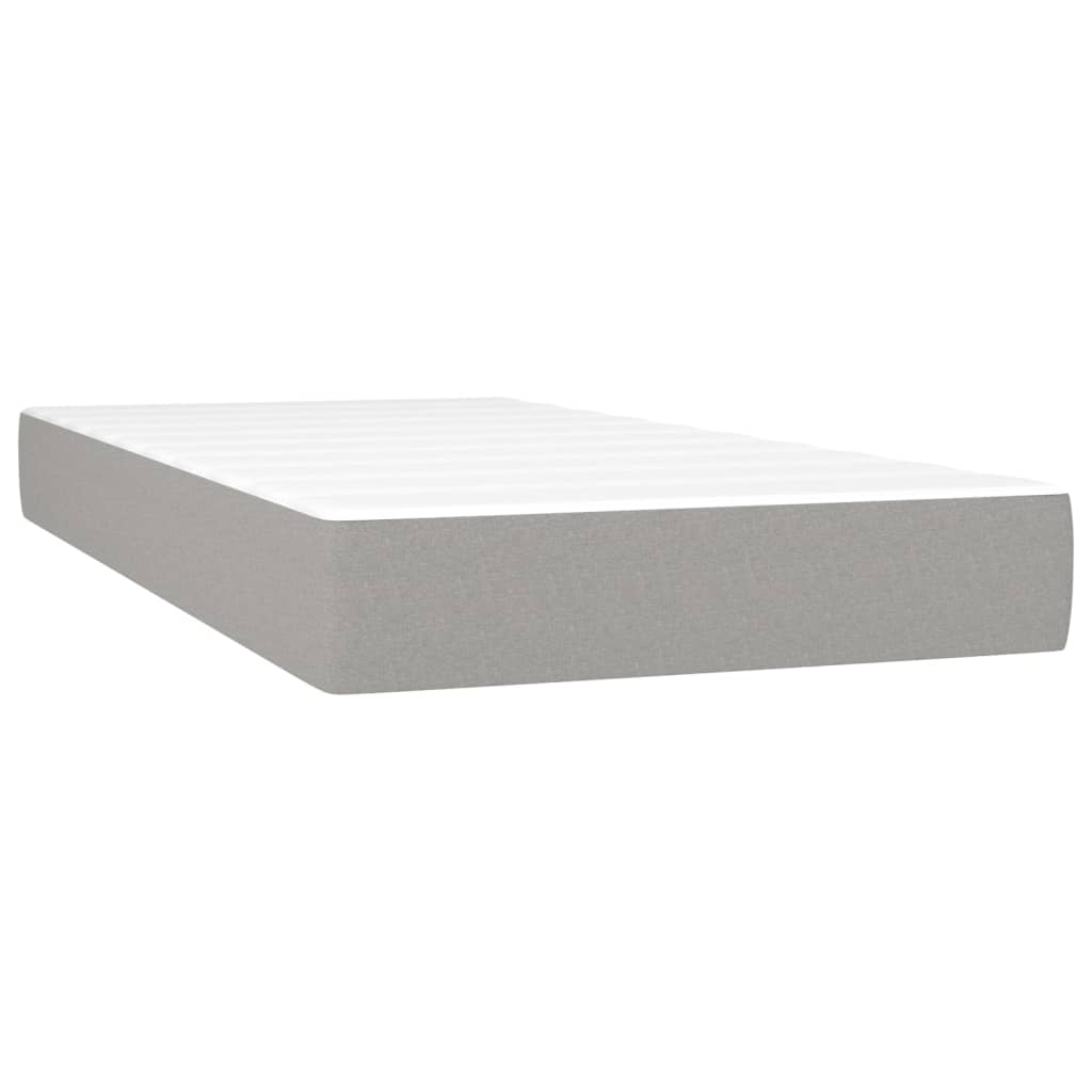 vidaXL Cama box spring con colchón tela gris claro 90x200 cm