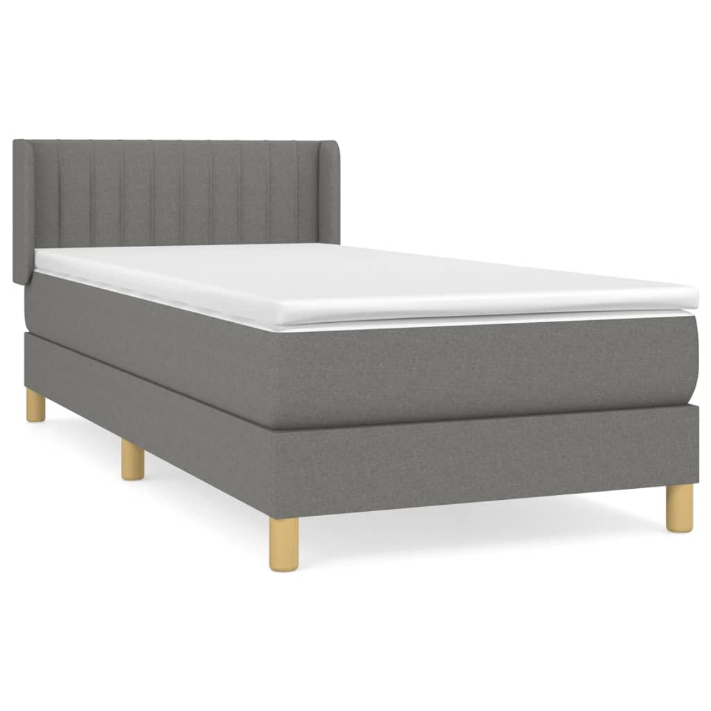 vidaXL Cama box spring con colchón tela gris oscuro 90x200 cm