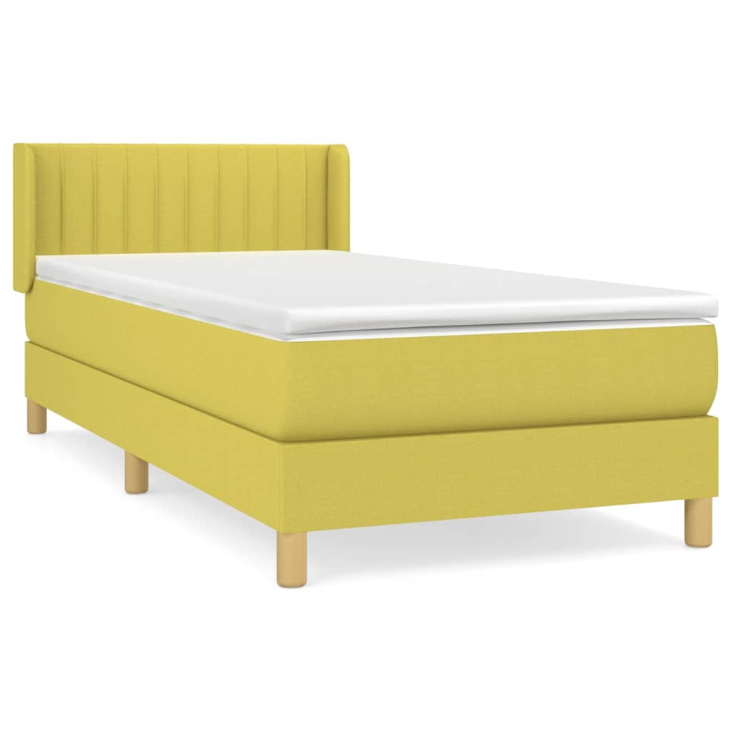 vidaXL Cama box spring con colchón tela verde 100x200 cm